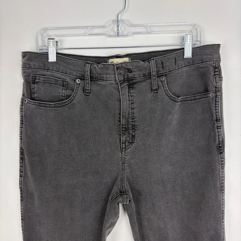 Madewell Stovepipe Jeans Banberry Wash Raw Hem Gray Denim Stretch High Rise 32P